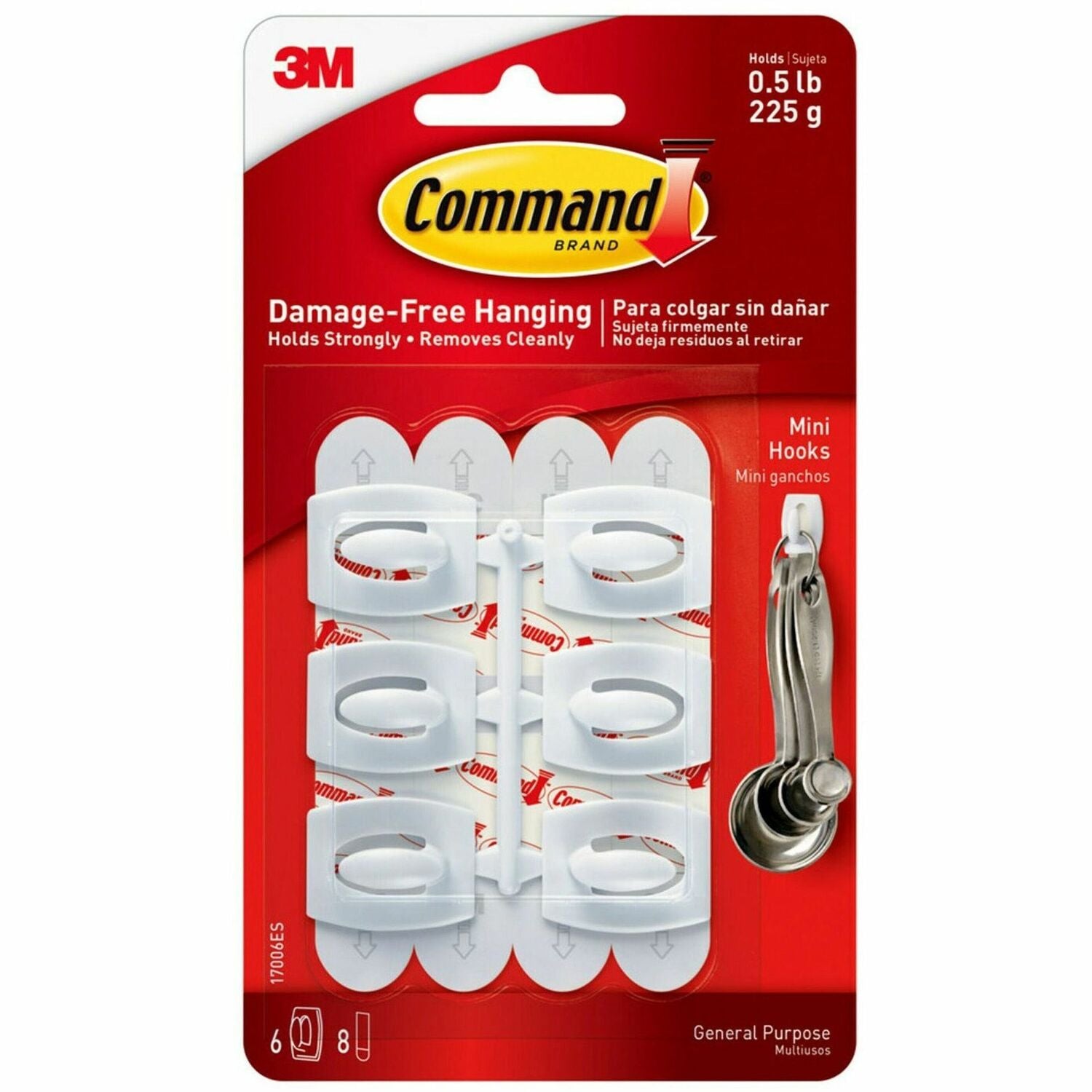 Command Mini White Hooks with White Strips (MMM17006)