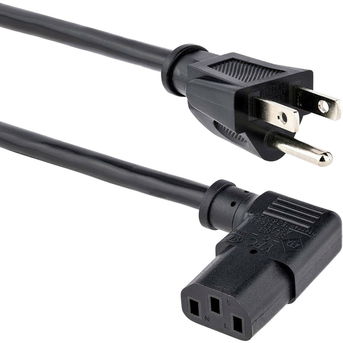 StarTech 10ft Power Cord, Nema5-15p To Angled C13 (PXT101L10)