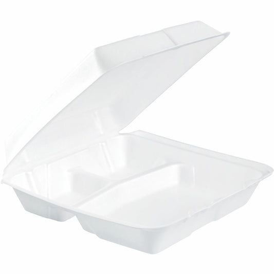 Dart 9-1/2" Triple-Compartment Foam Containers (DCC95HT3R)