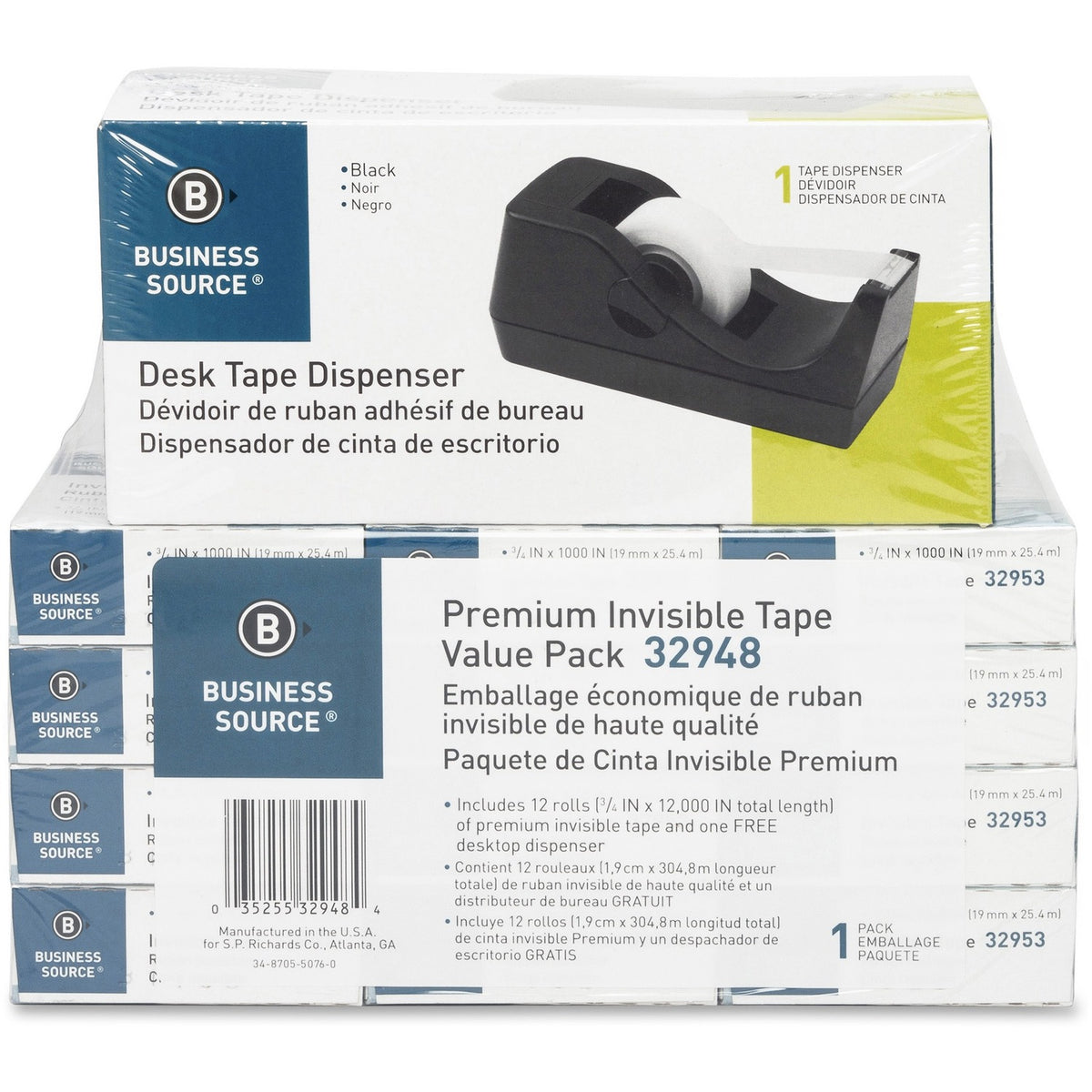 Business Source Invisible Tape Dispenser Value Pack (BSN32948)