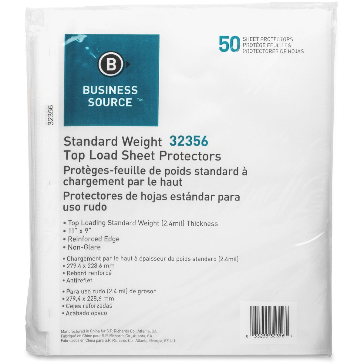 Business Source Nonglare Top-loading Sheet Protectors (BSN32356)