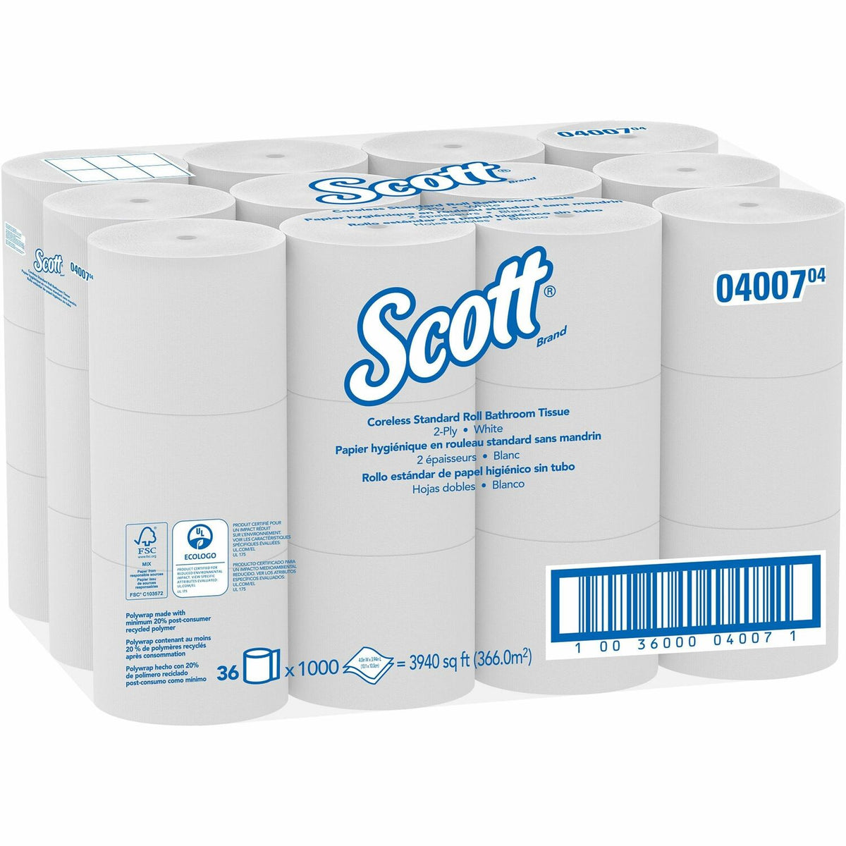 Scott Essential Coreless High-Capacity Standard Roll Toilet Paper (KCC04007)