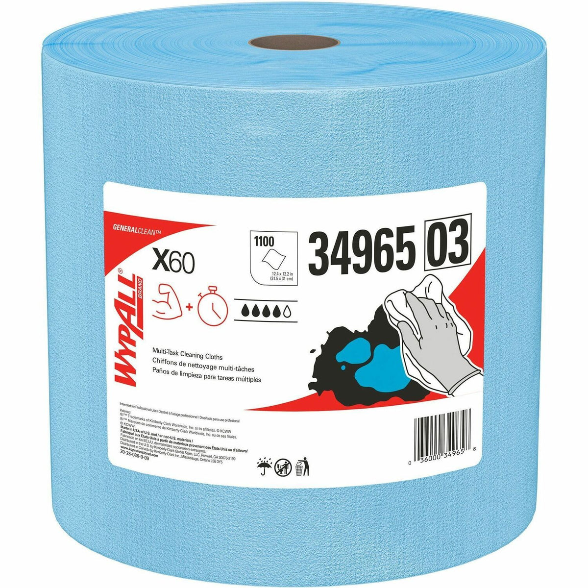 Wypall GeneralClean X60 Multi-Task Cleaning Cloth Jumbo Roll (KCC34965)