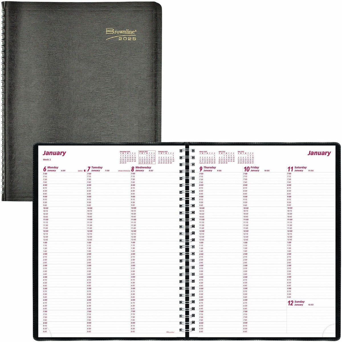 Brownline Soft Cover Twin-wire Weekly Planner (REDCB950BLK)