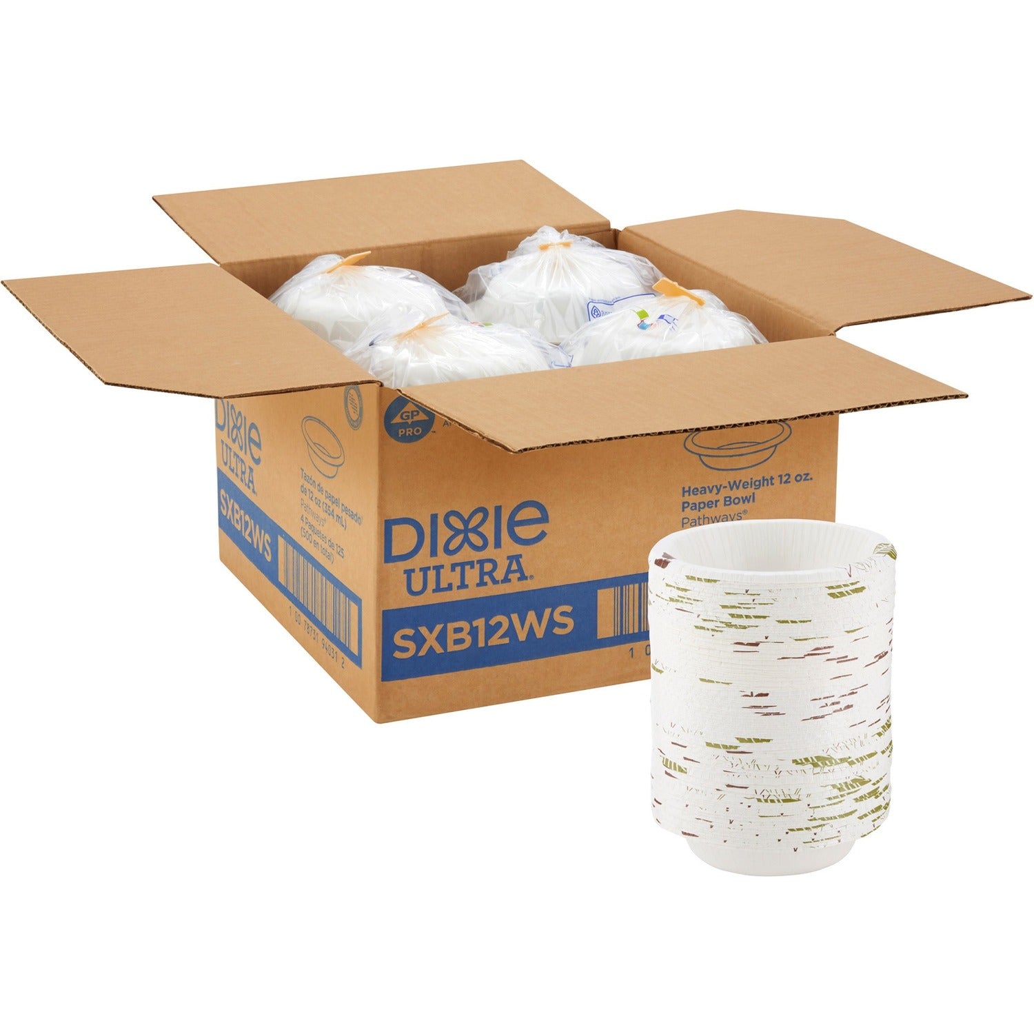 Dixie Ultra Pathways 12 oz Heavyweight Paper Bowls by GP Pro (DXESXB12WS)