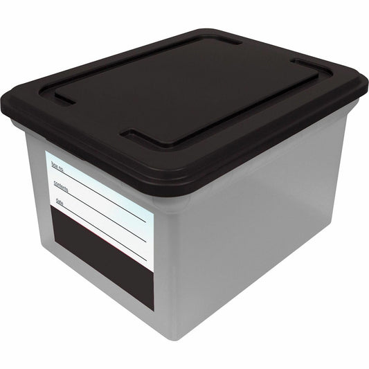Advantus Clear Base File Tote with Lid and Label (AVT55802)