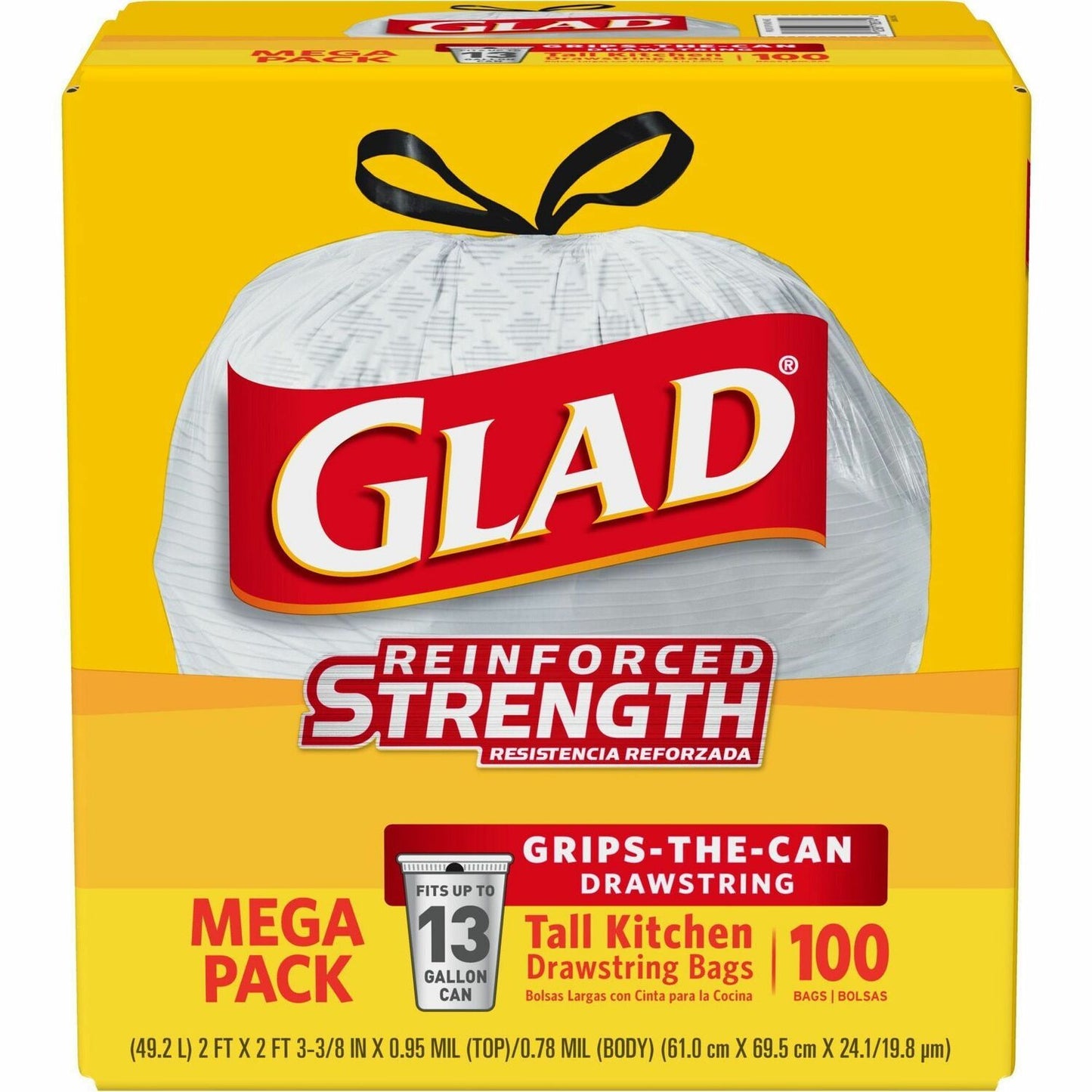 Glad ForceFlex Tall Kitchen Drawstring Trash Bags (CLO78526)