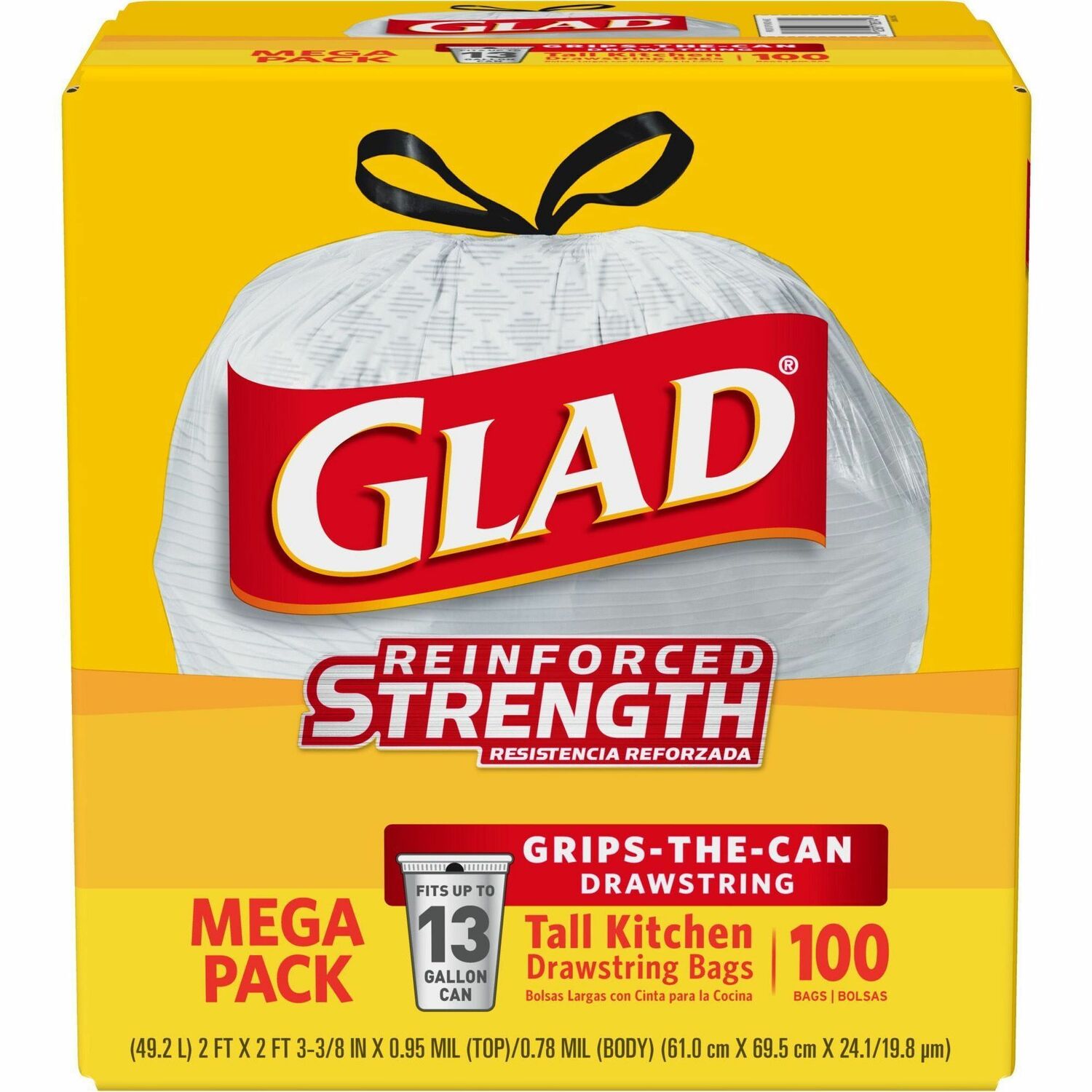 Glad ForceFlex Tall Kitchen Drawstring Trash Bags (CLO78526)