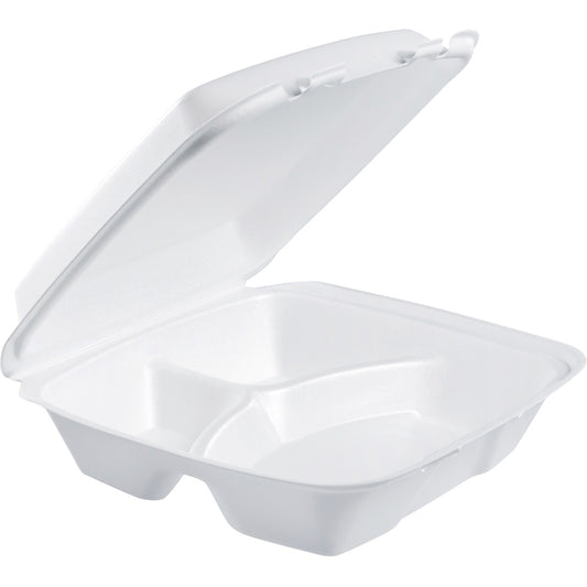 Dart Large 3-compartment Foam Carryout Trays (DCC90HT3R)