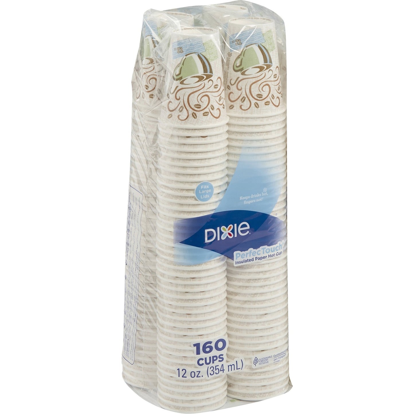 Dixie PerfecTouch 12 oz Insulated Paper Hot Coffee Cups by GP Pro (DXE5342CDSBPPK)