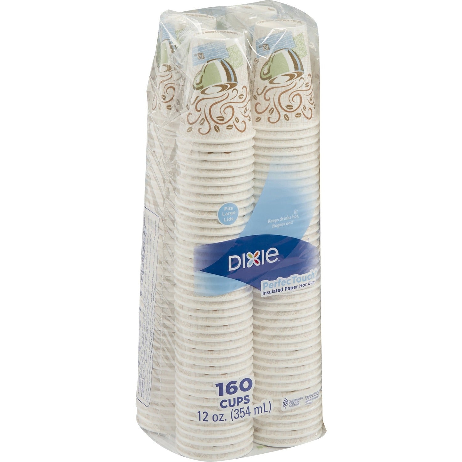 Dixie PerfecTouch 12 oz Insulated Paper Hot Coffee Cups by GP Pro (DXE5342CDSBPPK)