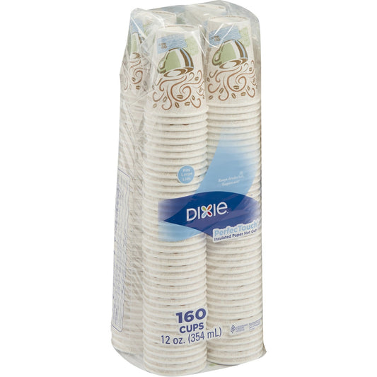 Dixie PerfecTouch 12 oz Insulated Paper Hot Coffee Cups by GP Pro (DXE5342CDSBPPK)