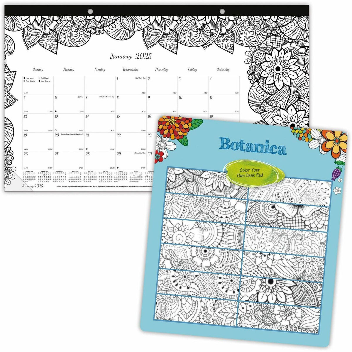 Blueline DoodlePlan Compact Desk Pad - Botanica (REDC2917001)