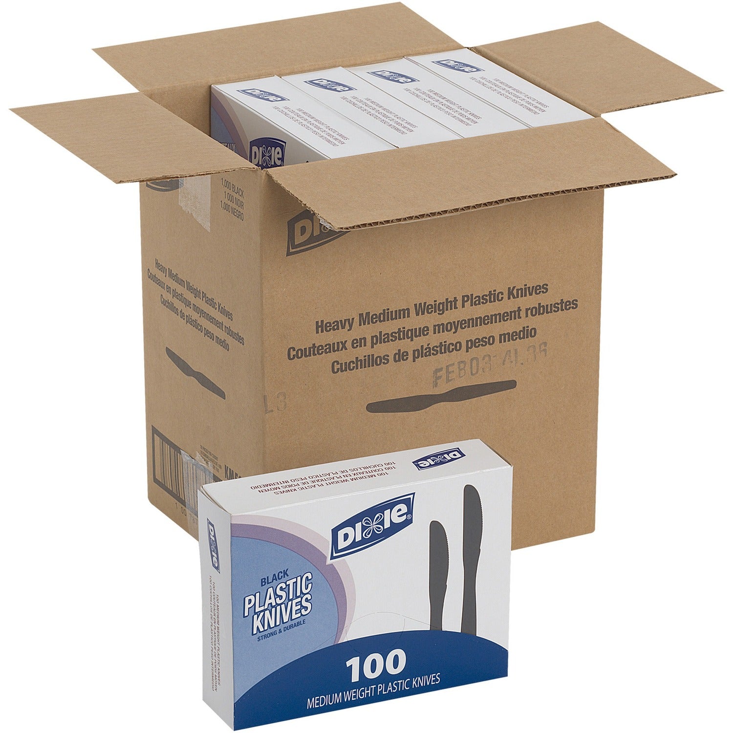 Dixie Medium-weight Disposable Knives Grab-N-Go by GP Pro (DXEKM507CT)