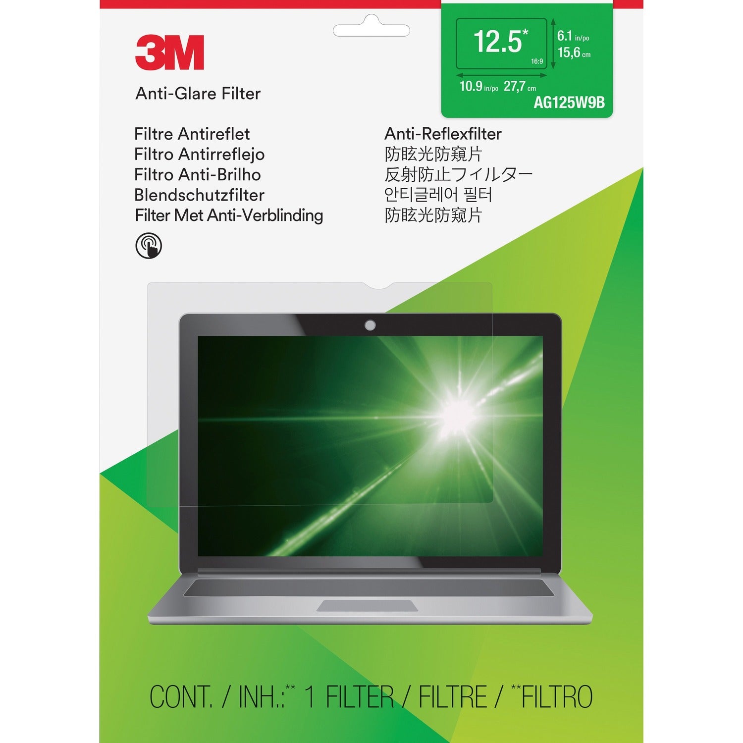 3M Anti-Glare Filter Clear, Matte (MMMAG125W9B)
