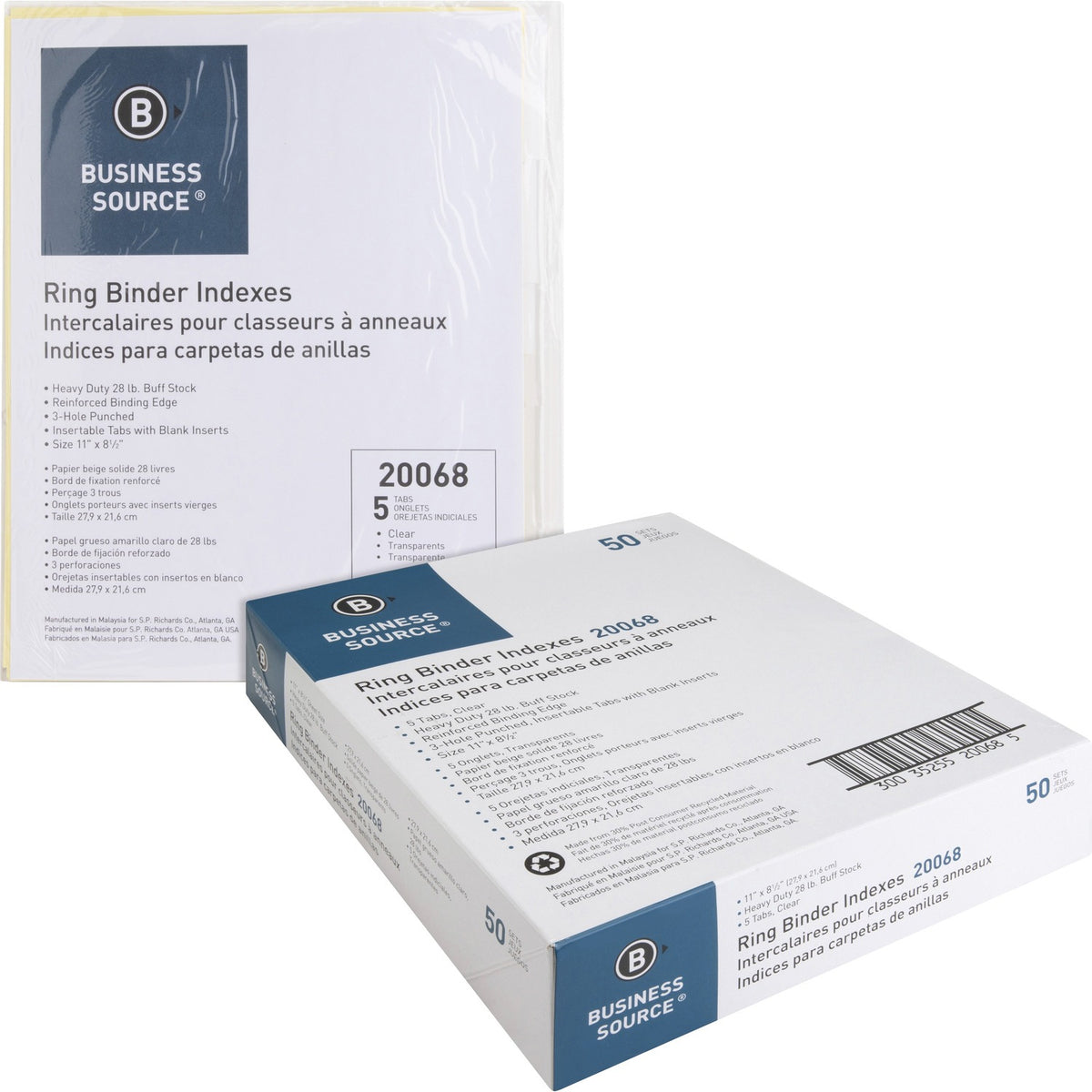 Business Source Buff Stock Ring Binder Indexes (BSN20068BX)