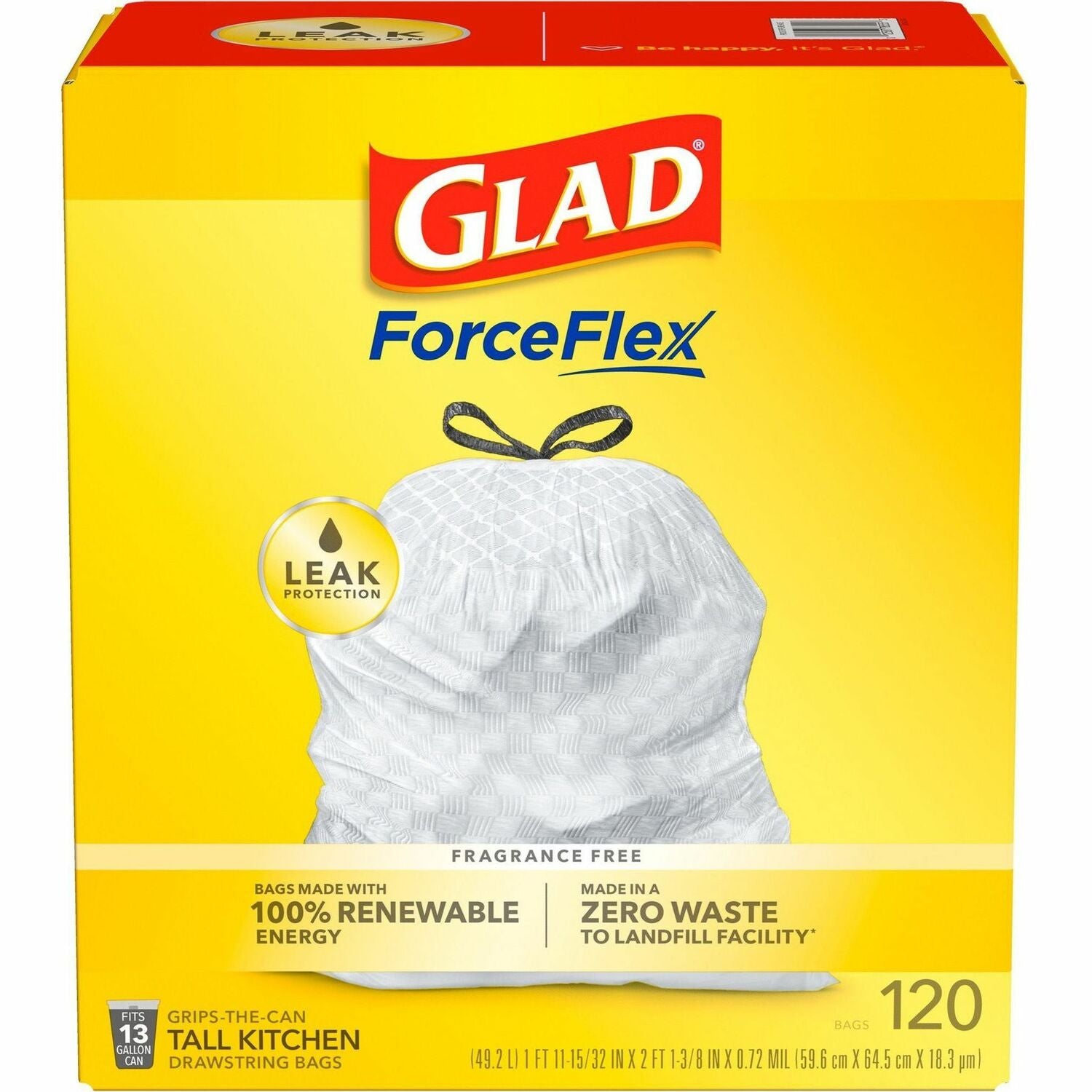 Glad ForceFlex Tall Kitchen Drawstring Trash Bags (CLO78564)