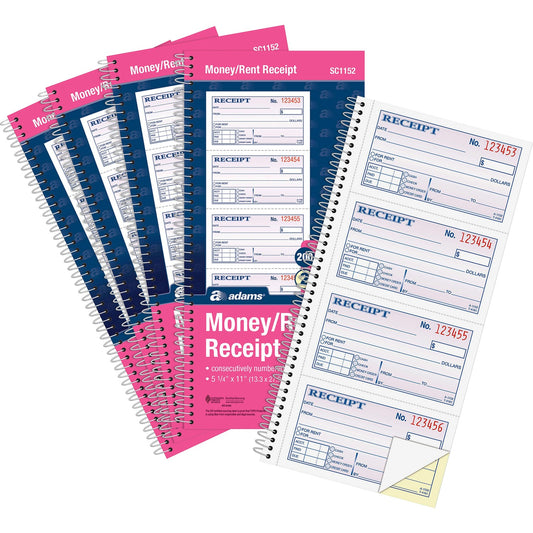 Adams Spiral 2-part Money/Rent Receipt Book (ABFSC1152PK)