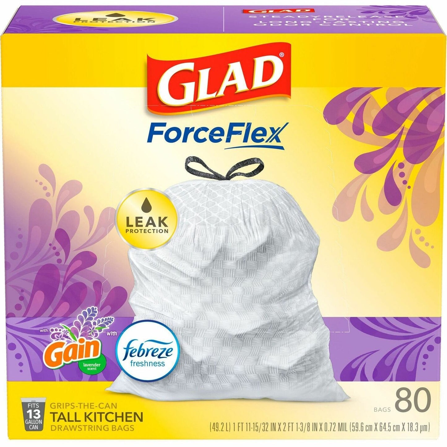 Glad ForceFlex Tall Kitchen Drawstring Trash Bags (CLO78902)
