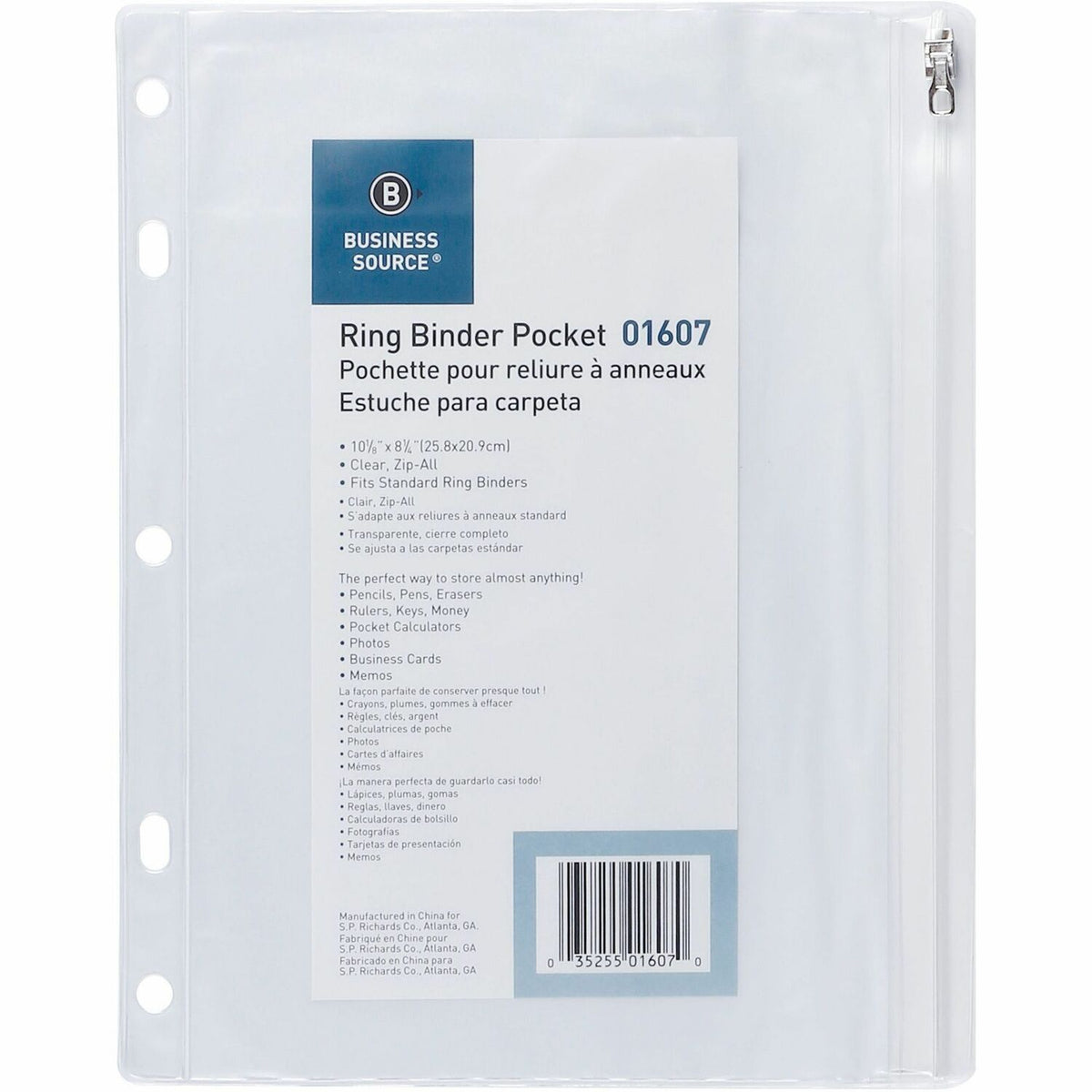 Business Source Punched Economy Binder Pocket (BSN01607)