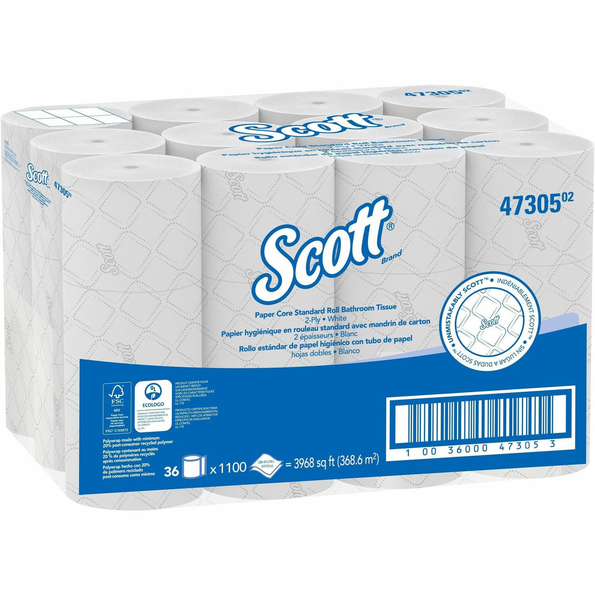 Scott Pro Paper Core High-Capacity Standard Roll Toilet Paper with Elevated Design (KCC47305)