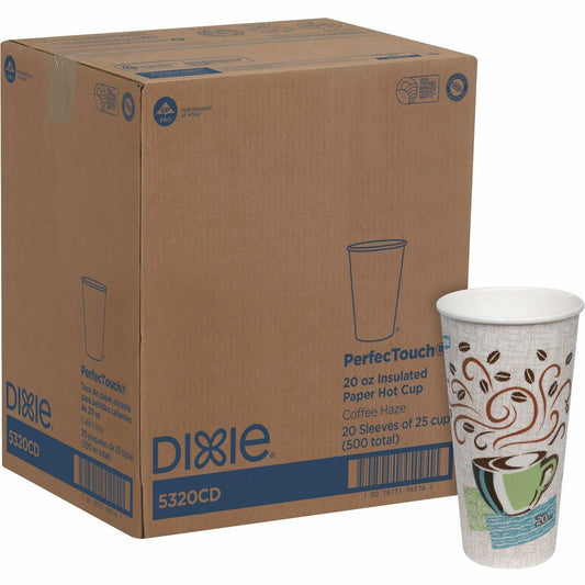 Dixie PerfecTouch 20 oz Insulated Paper Hot Coffee Cups by GP Pro (DXE5320CD)