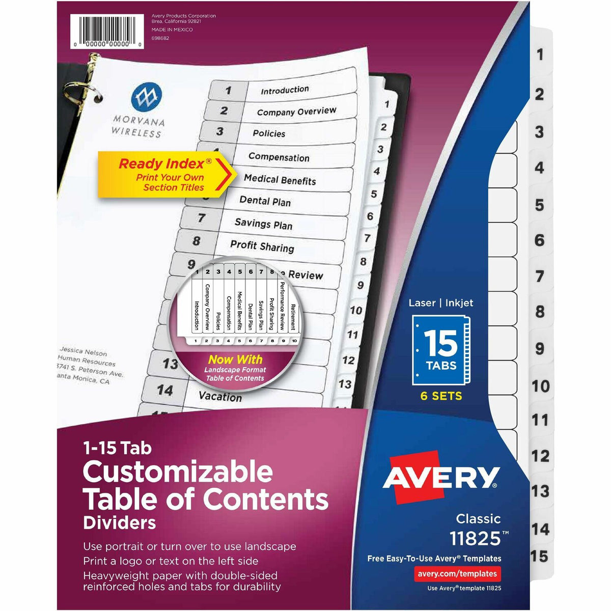 Avery 15-tab Custom Table of Contents Dividers (AVE11825)