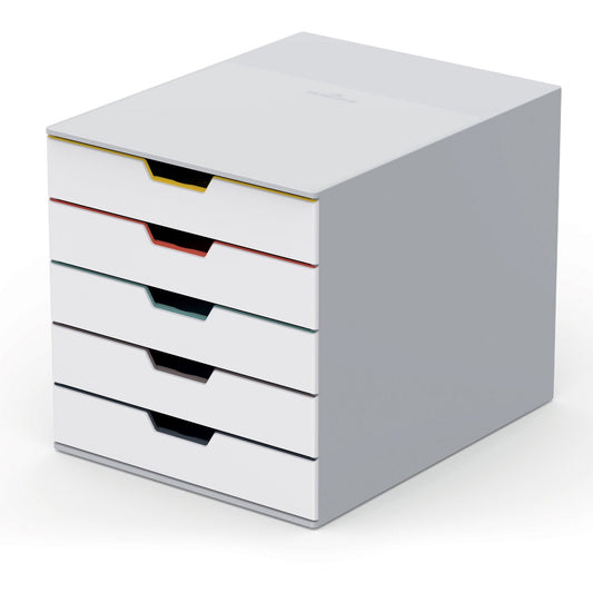 Durable VARICOLOR MIX 5 Drawer Desktop Storage Box, White/Multicolor (DBL762527)
