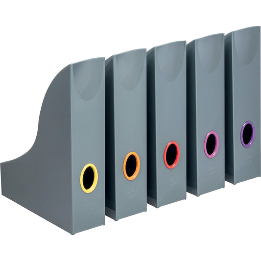 Durable VARICOLOR Magazine Rack Set, Gray/Multicolor - 5 pack (DBL770657)