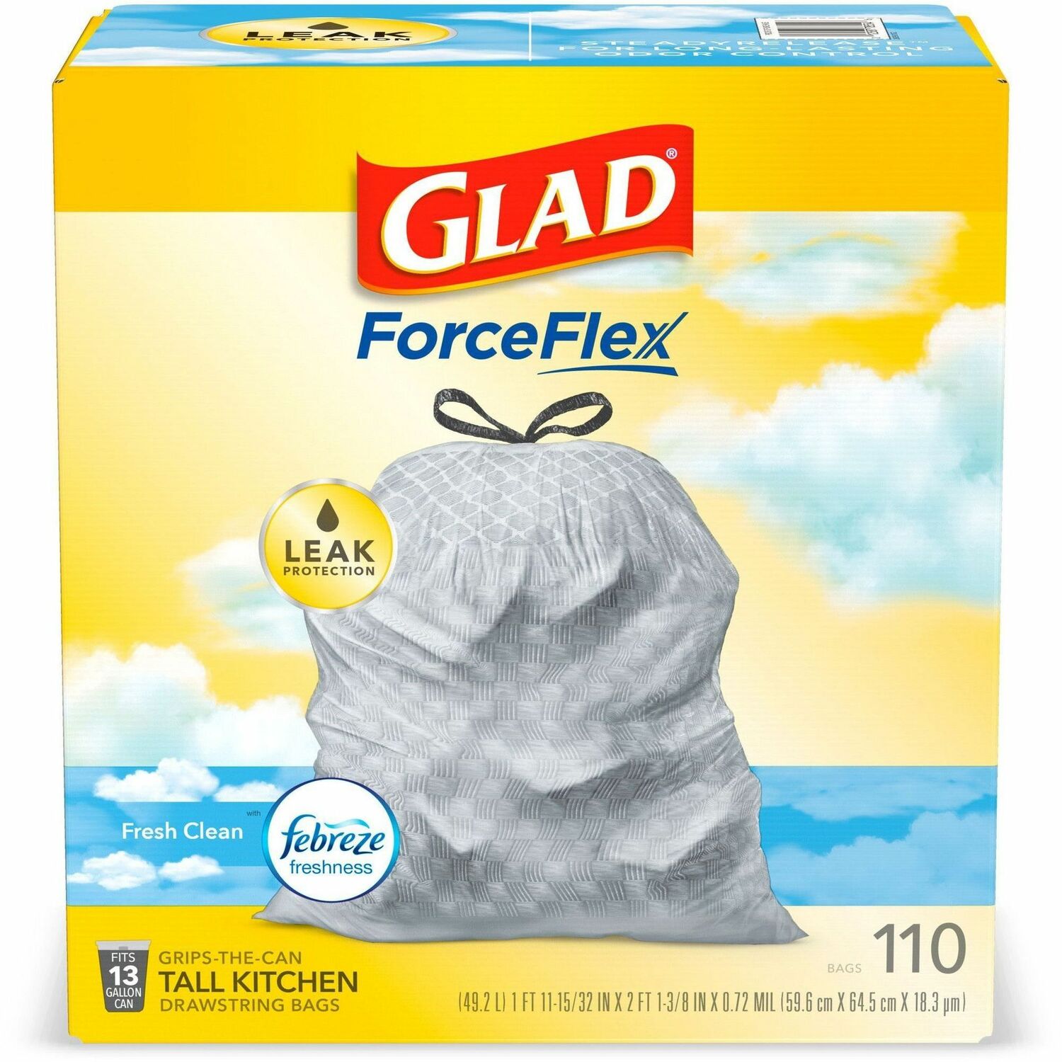 Glad ForceFlex Tall Kitchen Drawstring Trash Bags (CLO78563)