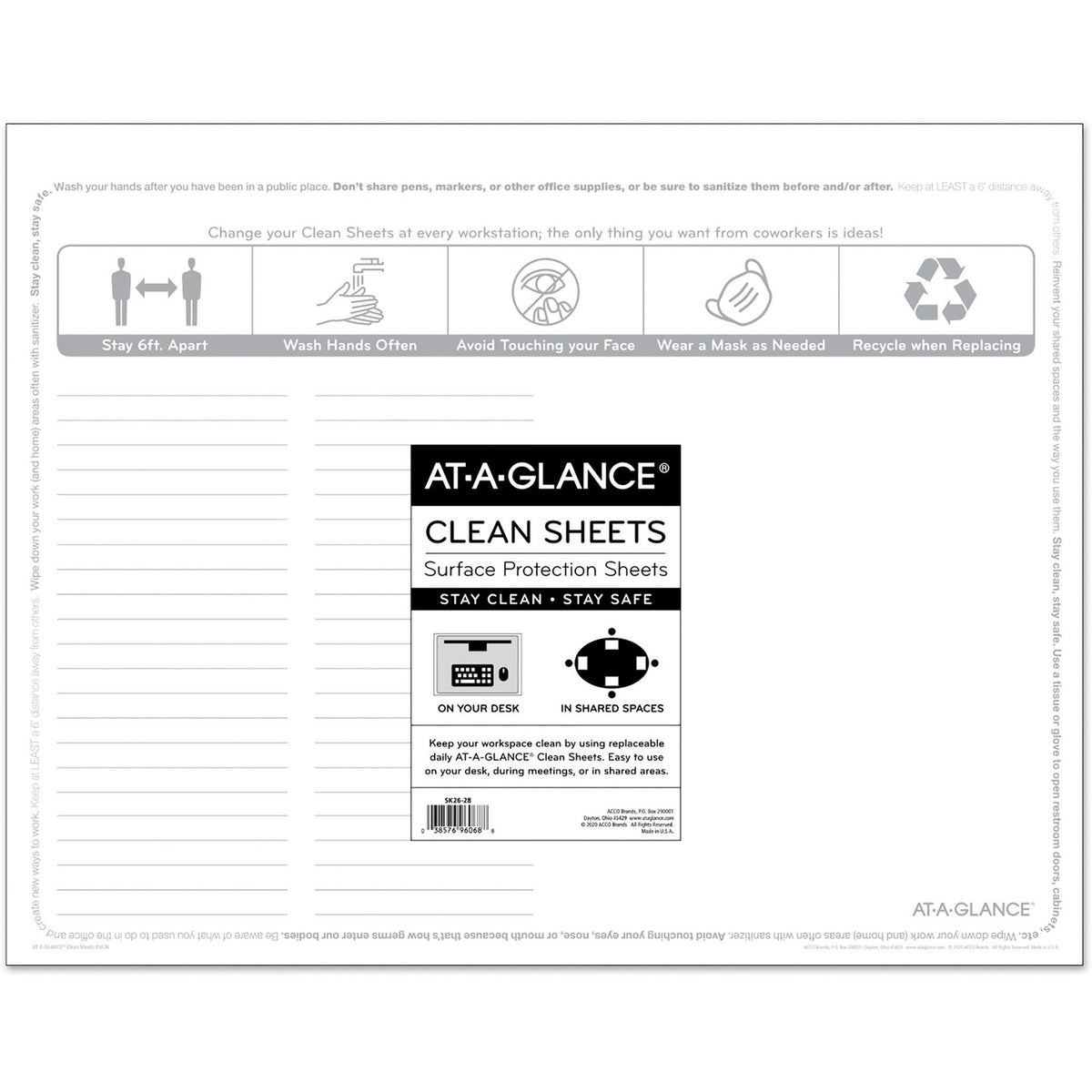 AT-A-GLANCE Disposable Clean Sheets (AAGSK2628)