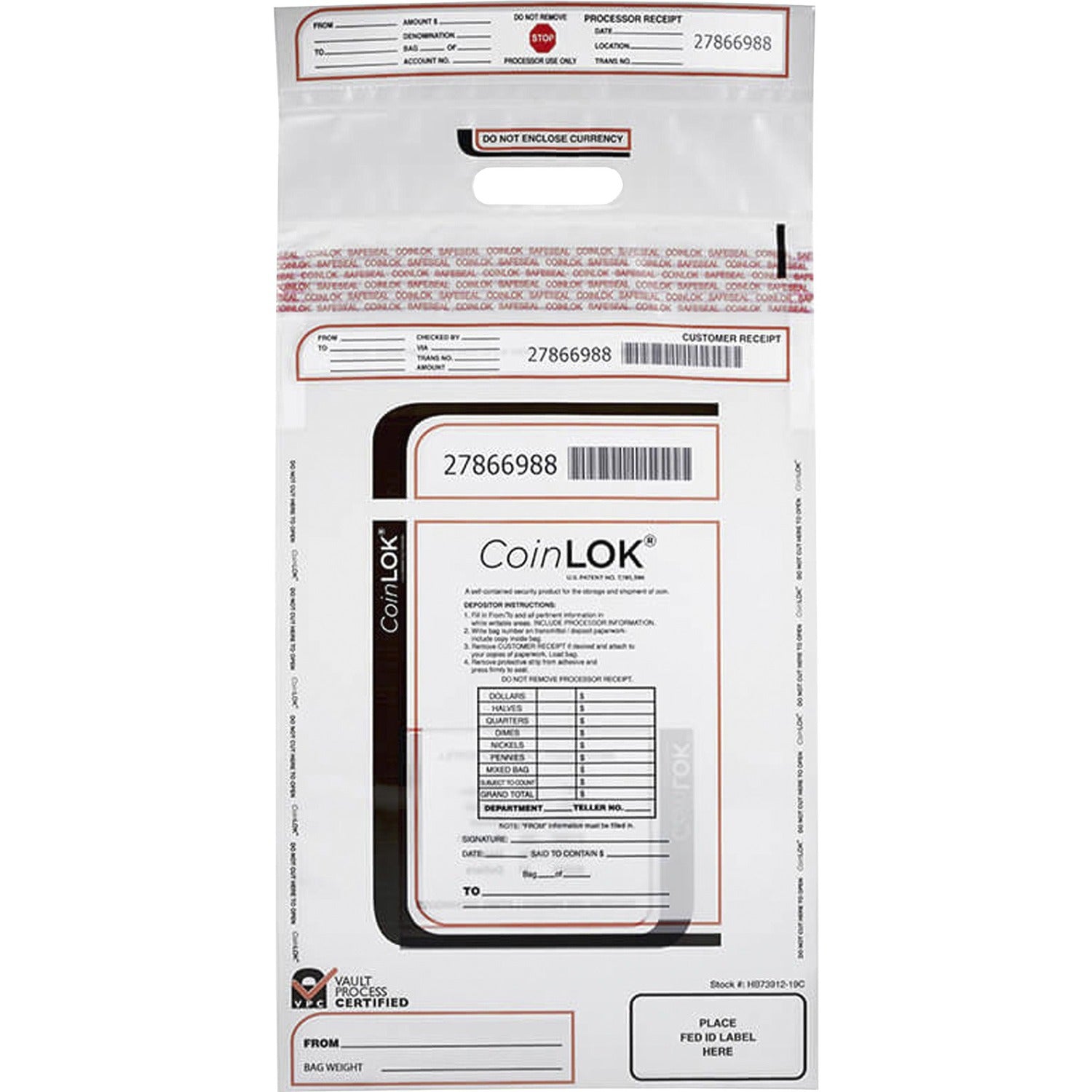 CONTROLTEK CoinLOK Plastic Coin Bags (CNK585407)