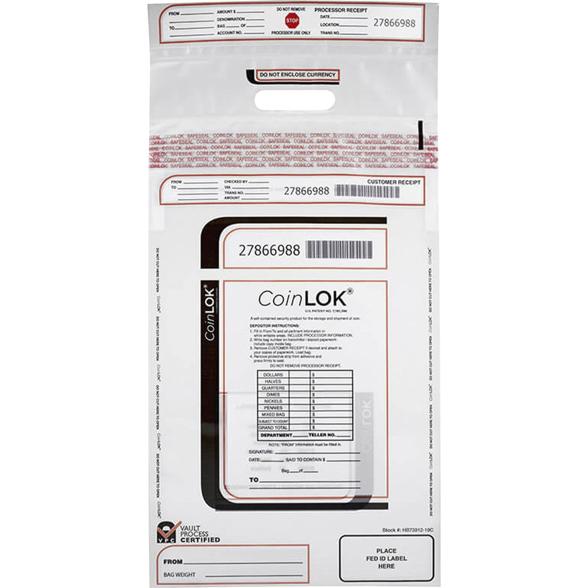 CONTROLTEK CoinLOK Plastic Coin Bags (CNK585407)