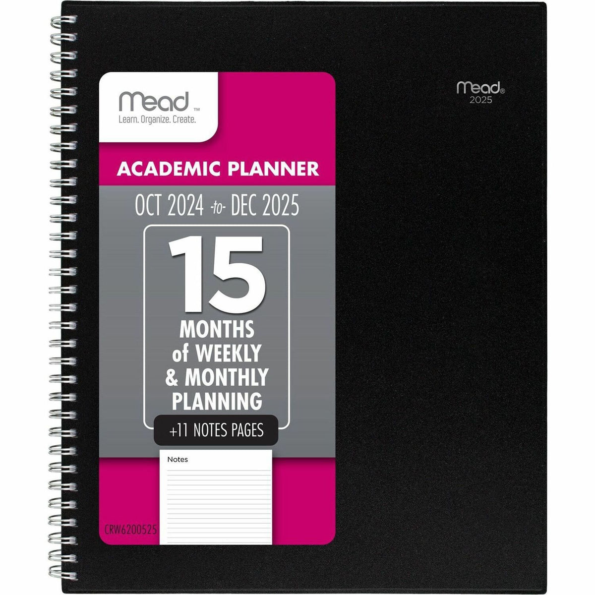 Mead Basic Weekly Monthly Planner, Black, Large, 8 1/2" x 11" (AAGCRW62005)