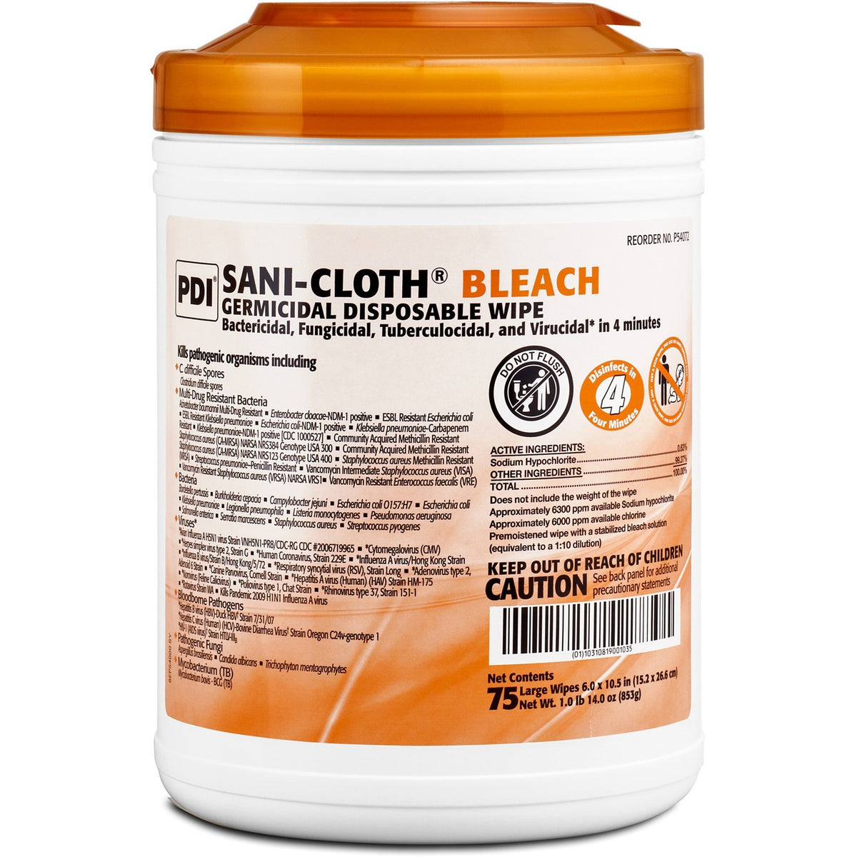 PDI Sani-Cloth Bleach Germicidal Wipes (PDIP54072)