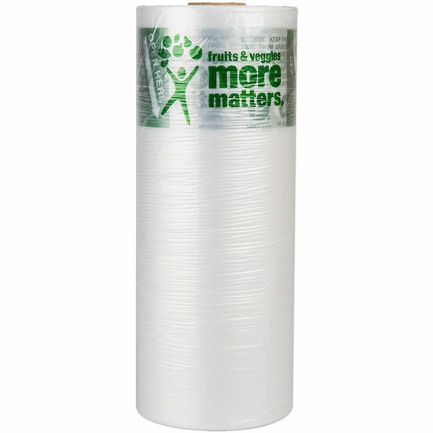 Inteplast Group Produce Bags, Fruits and Veggies - More Matters Labeling, 0.35 mil, 12" x 20", Clear, 875 Bags/Roll, 4 Rolls/Carton (IBSPHMORE20NS)