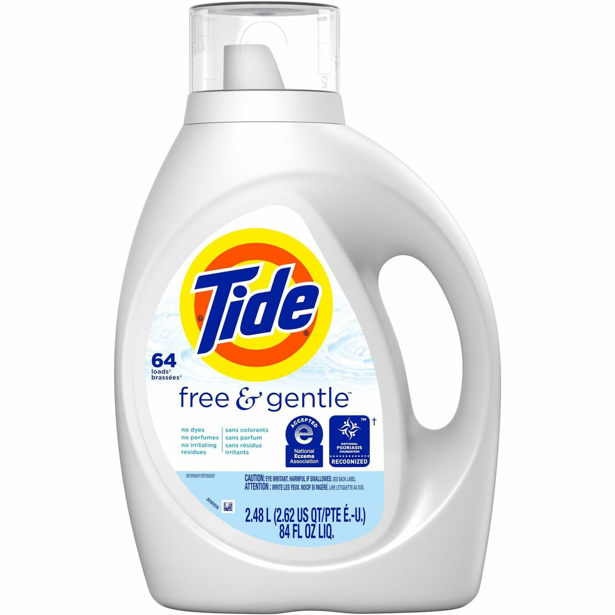 Tide Free and Gentle Liquid Laundry Detergent, 64 Loads, 84 oz Bottle, 4/Carton (PGC12144)