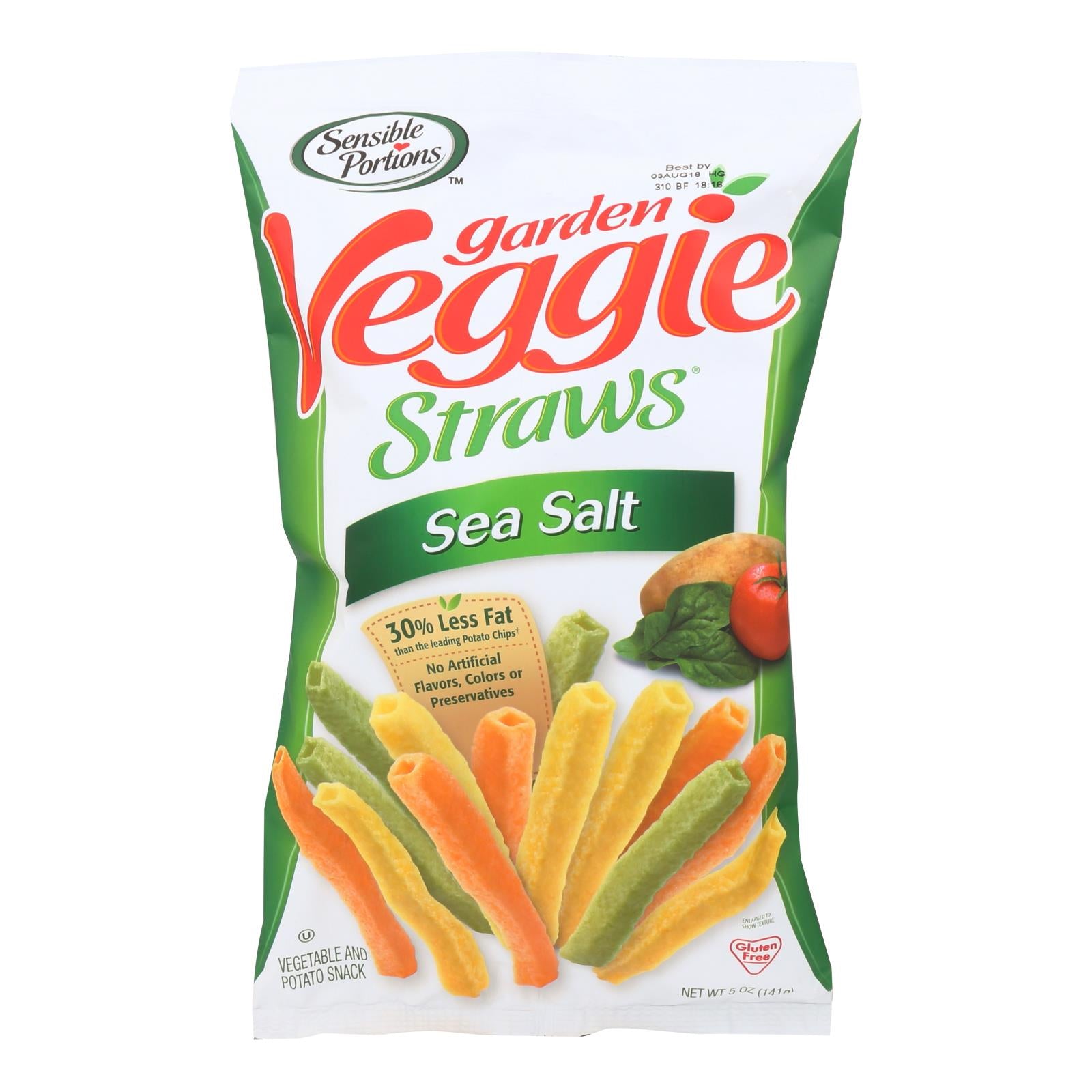 Sensible Portions Garden Veggie Straws - Sea Salt - Case Of 12 - 5 Oz.