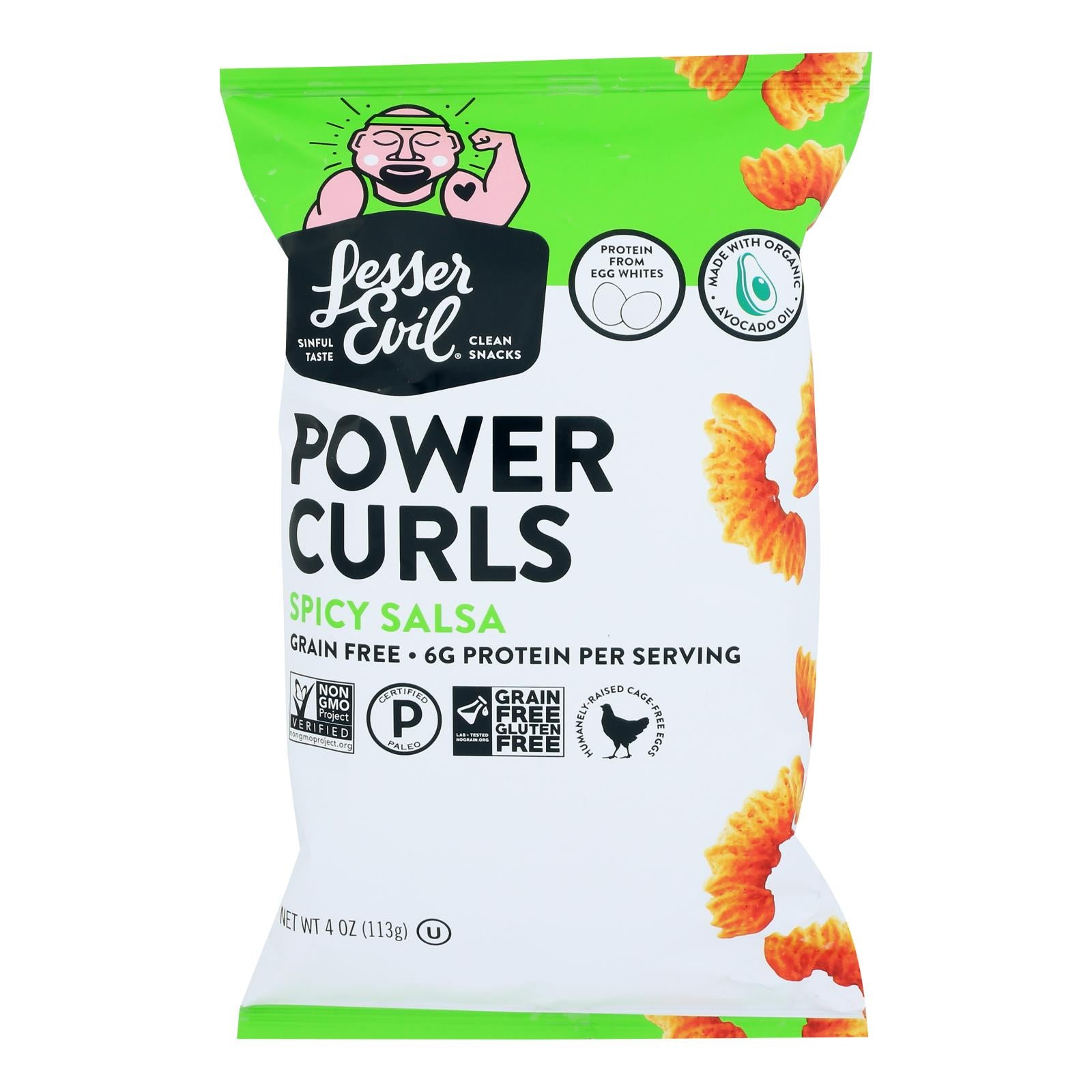 Lesser Evil - Power Curls No-cheese Cheesiness - Case Of 12-4 Oz