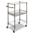 Alera Three-Tier Wire Cart with Basket, Metal, 2 Shelves, 1 Bin, 500 lb Capacity, 28" x 16" x 39", Black Anthracite (ALESW342416BA)