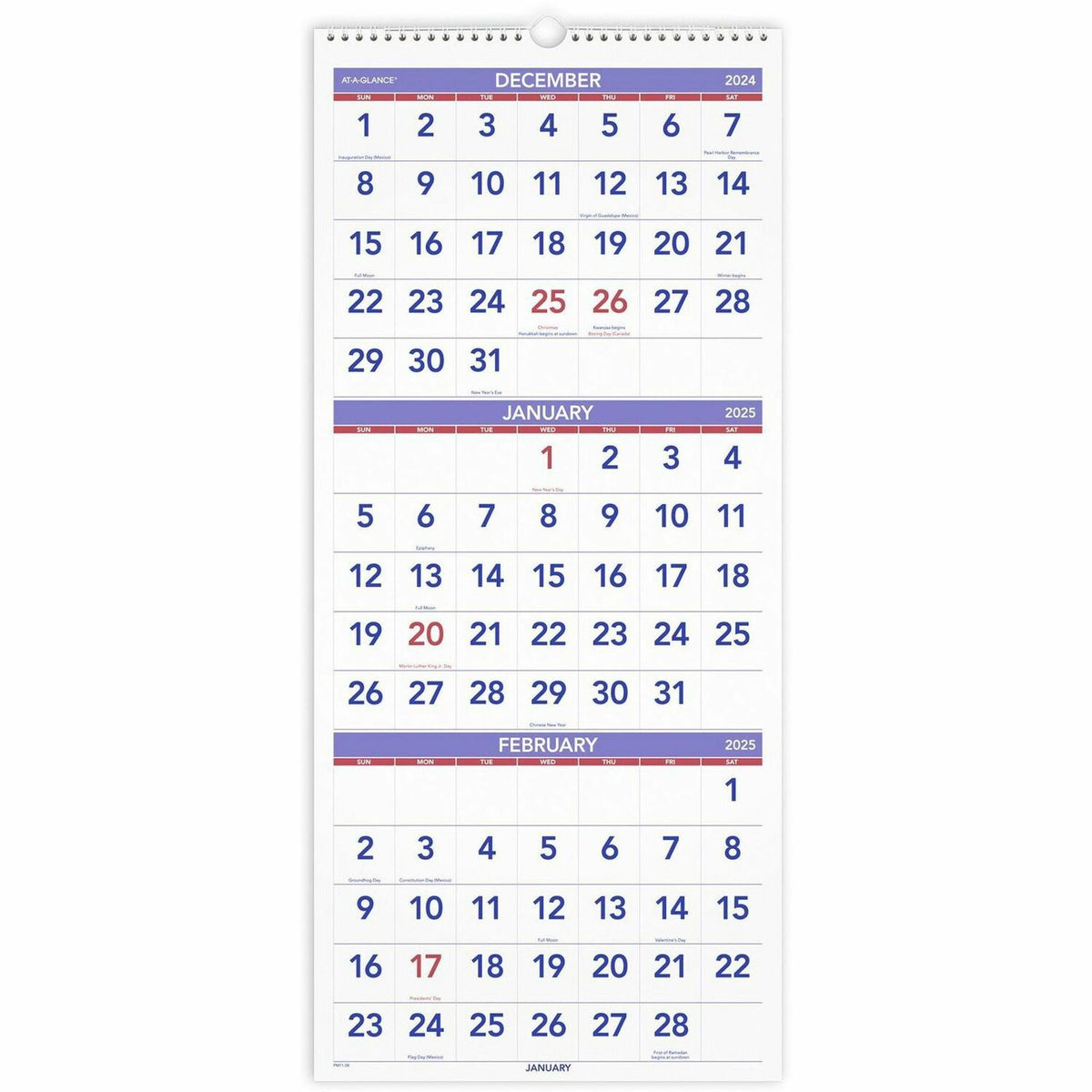 AT-A-GLANCE 3-Month Reference Vertical Wall Calendar (AAGPM1128)