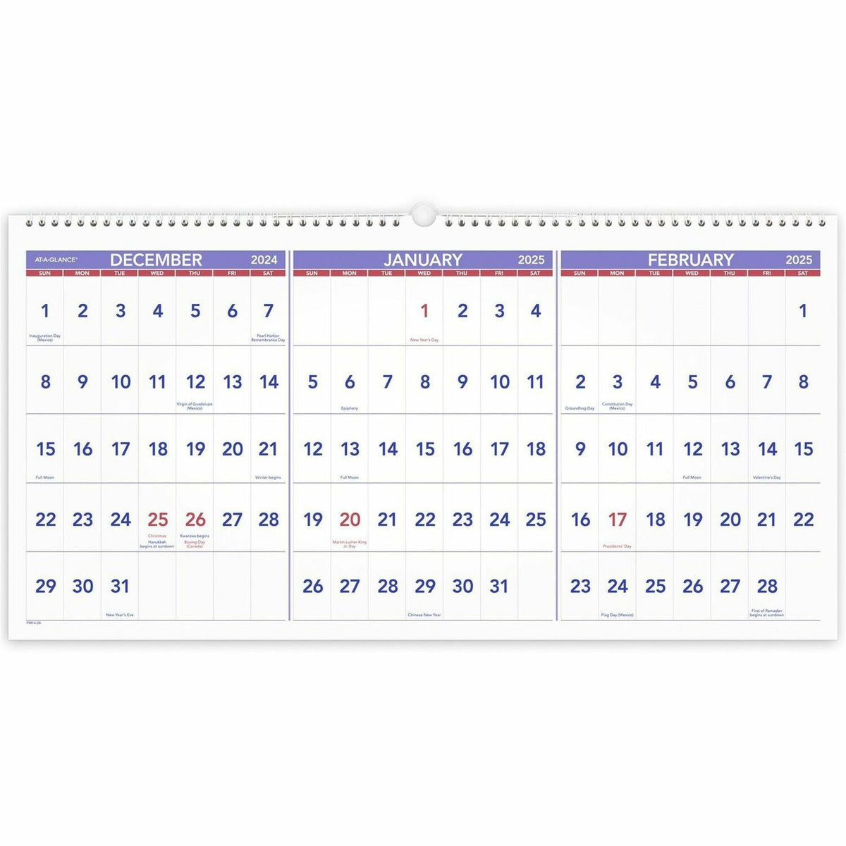 AT-A-GLANCE 3-Month Horizontal Wall Calendar (AAGPM1428)