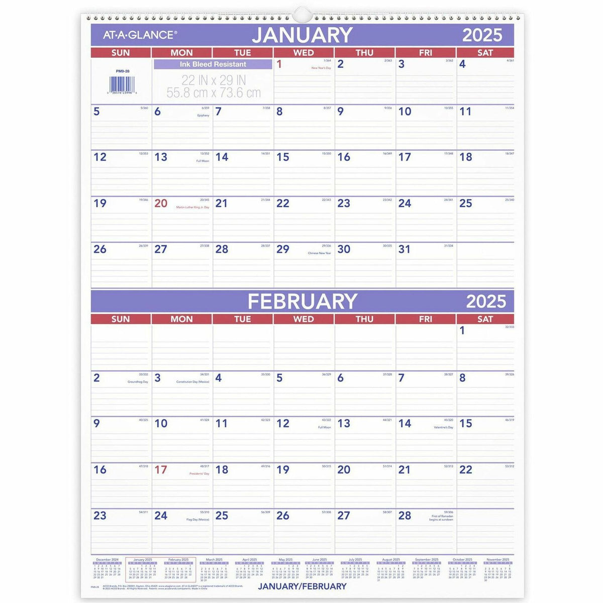 AT-A-GLANCE 2-Month Wall Calendar (AAGPM928)