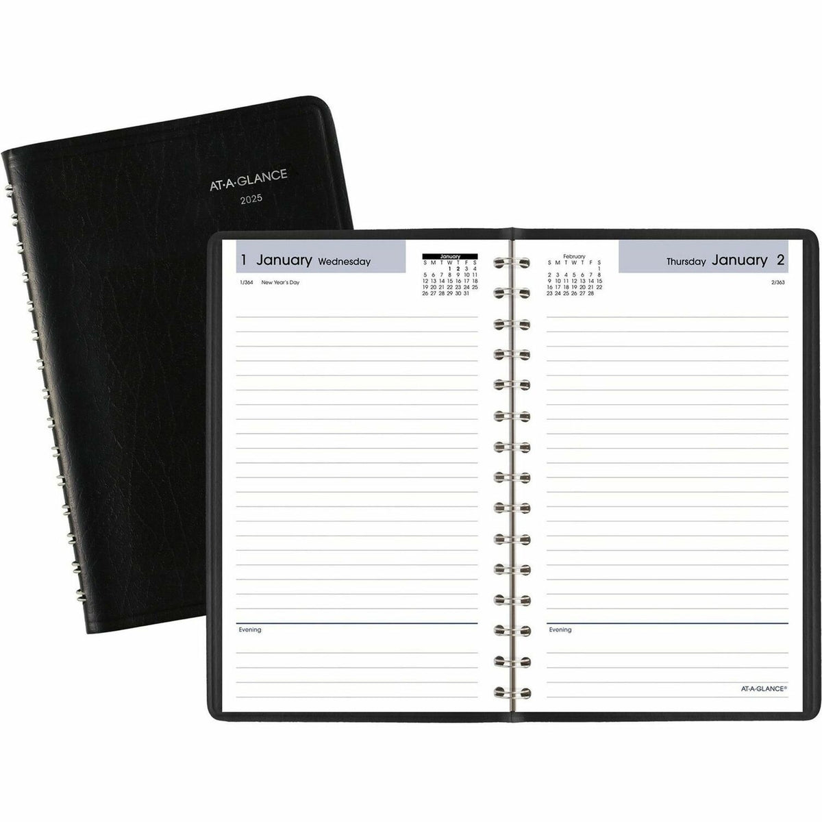 AT-A-GLANCE AT-A-GLANCE Basic Daily Planner, Black, Small, 5" x 8" (AAGSK4600)