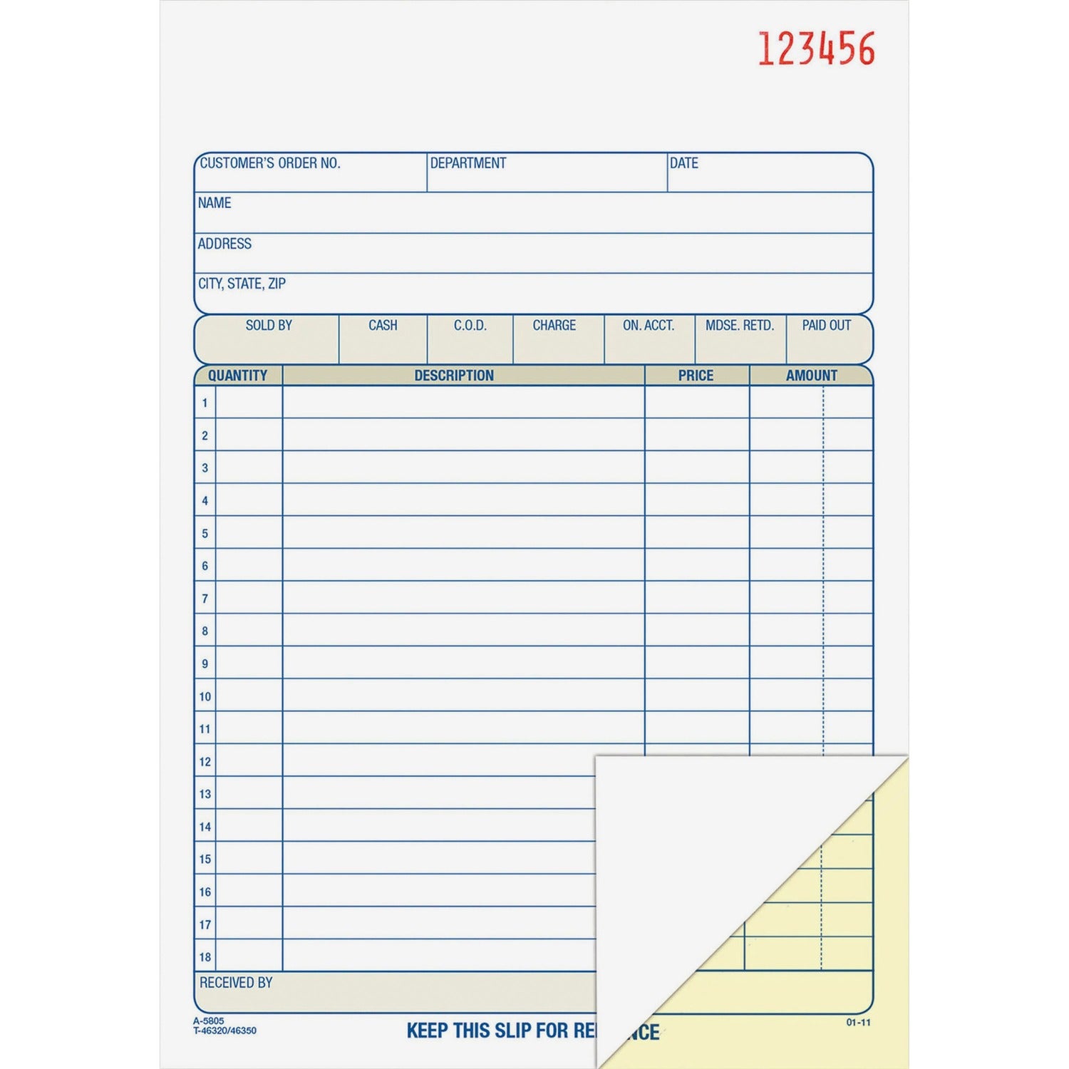 Adams Carbonless 2-part Numbered Sales Order Books (ABFDC5805)
