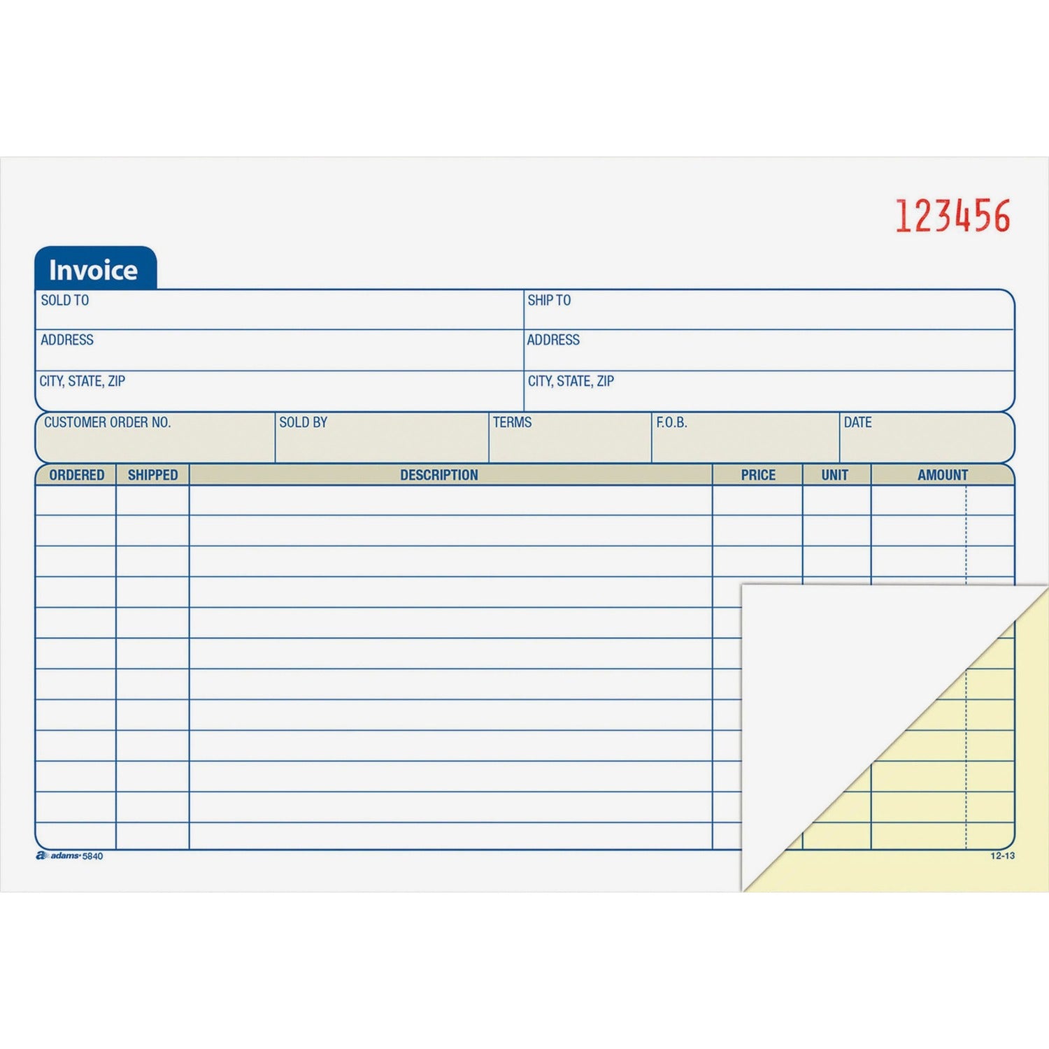 Adams Carbonless Invoice Book (ABFDC5840)