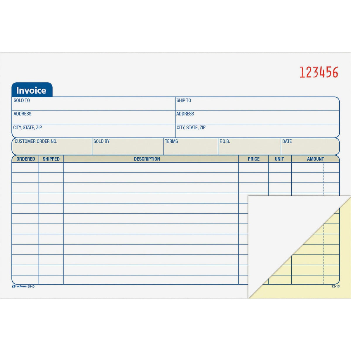 Adams Carbonless Invoice Book (ABFDC5840)