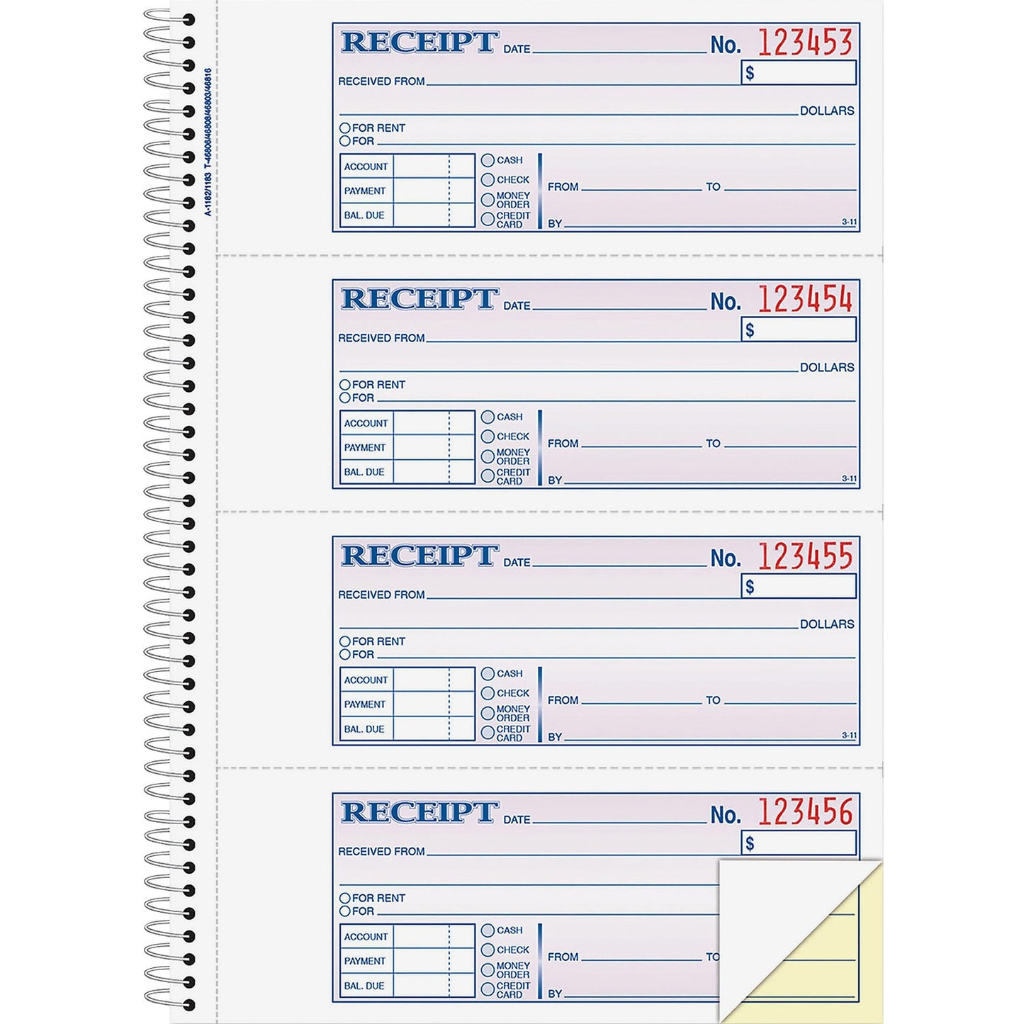 Adams Spiral 2-part Money/Rent Receipt Book (ABFSC1182)
