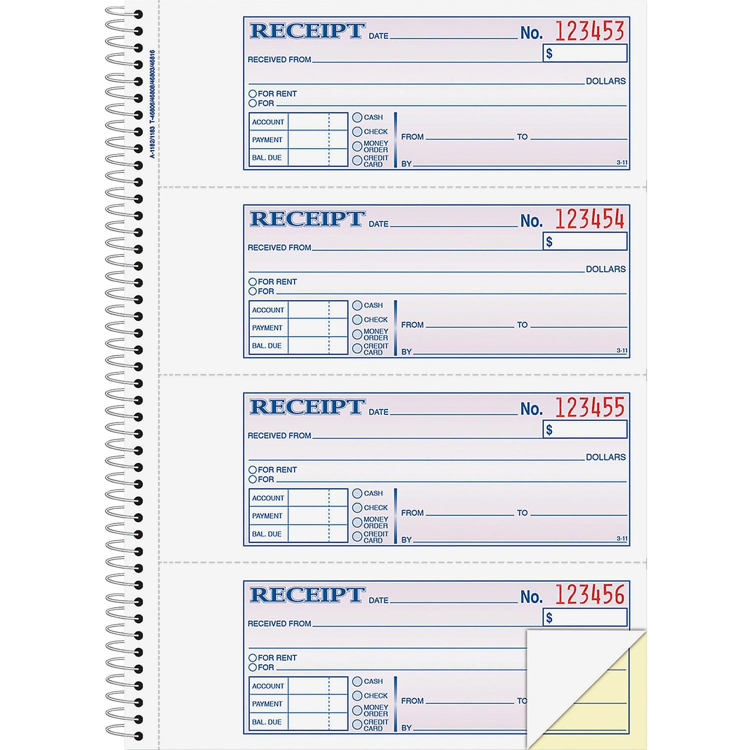 Adams Spiral 2-part Money/Rent Receipt Book (ABFSC1182)