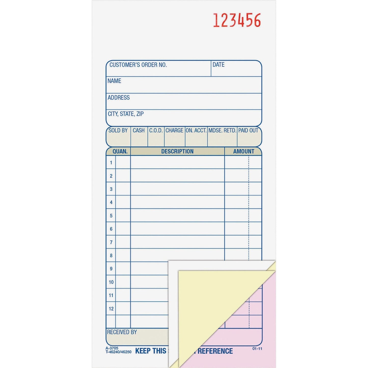 Adams Carbonless 3-part Sales Order Books (ABFTC3705)
